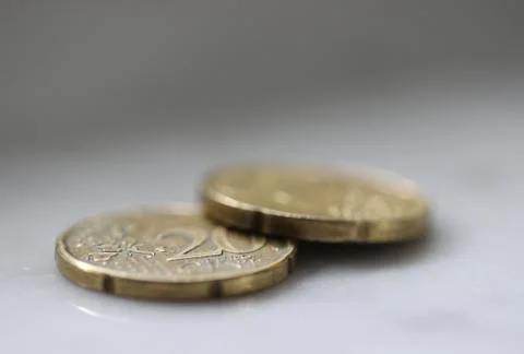 Two twenty cent coins Stockfoto's