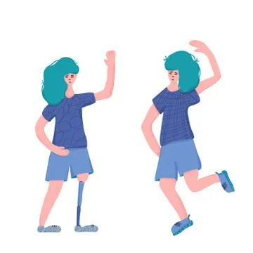 Two twins characters dressed in casual clothes standing together. Girls isola Stock Illustration