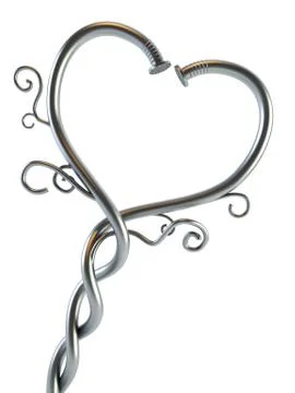Two twisted nails heart-shaped Stock Illustration