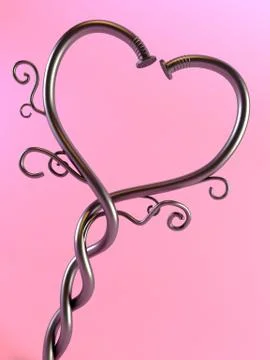 Two twisted nails heart-shaped Stock Illustration
