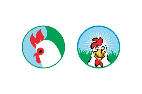 Two type of Chicken or Rooster logo design vector Stock Illustration