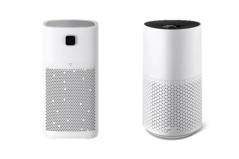 Two type of white air purifier isolated on white background 스톡 사진