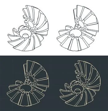 Two types of bevel gears isometric blueprints Stock Illustration
