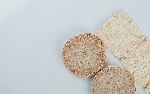 Two types of crispbread on white background Stock Photos