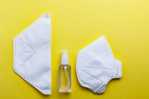 Two types of protective face masks as precaution in spread of coronavirus Stock Photos