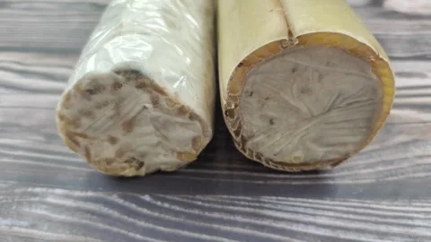 Two Types of Raw Indonesian Tempeh Video stock 347179990