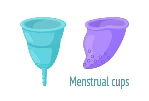 Two types of reusable menstrual cups. Sanitary items for women who tend to reuse Illustrazione stock