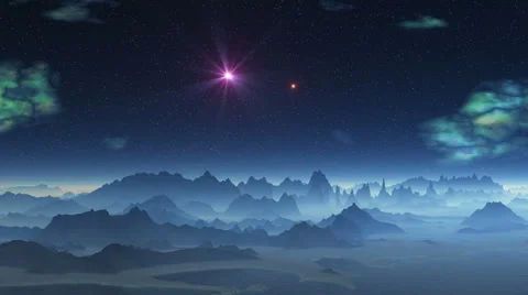 Two UFOs flying over alien planet Video stock 50594205