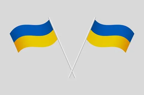 Two Ukrainian flags on a gray background. Flag of Ukraine. National Flag on F Stock Illustration