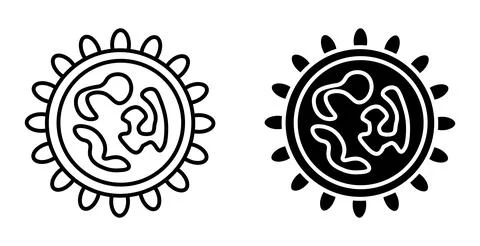 Two Unique Stylized Sun and Earth Icons in Black and White Design Stock Illustration