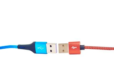 Two Universal Serial Bus cables on a white background Stock Photos