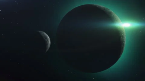 Two unknown planets in space, the concept of finding new worlds in the galaxy Video stock 172950761