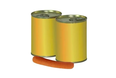 Two unopened cans of sausages Stock Photos