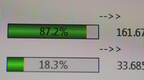 Two upload bars on screen Stockbeeldmateriaal 37939916