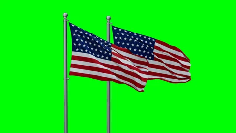 Two USA flags Stock Footage 289668934