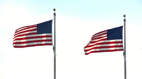 Two USA Flags on a wind Stock Footage 10819210