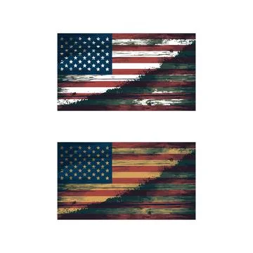 Two USA Grange Flag Vector Template Stock Illustration