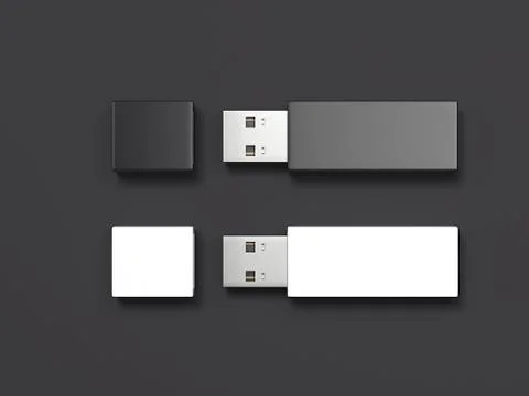 Two usb memory sticks isolated. 3d rendering Stock Photos