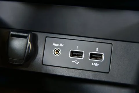 Two USB port in the car panel Stock Photos