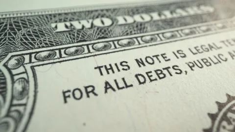 Two USD dollars bill in Macro shot. Banknote of powerful money in the world with Stock Footage 143533707