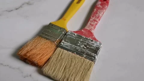 Two Used Paint Brushes Stock Footage 205827690