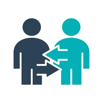 Two user profile with arrows colored icon. Exchange workers, staff turnover Stock Illustration