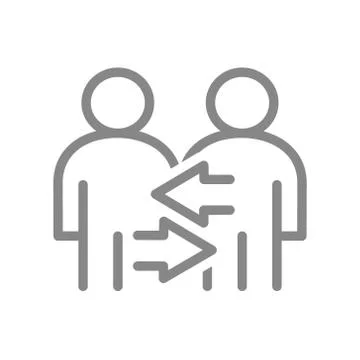 Two user profile with arrows line icon. Exchange workers, staff turnover symbol イラスト素材