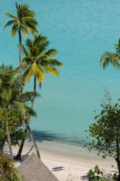 Two vacancy deck chairs moorea 스톡 사진