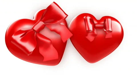 Two valentine hearts with bow, CGI - alpha channel Stock Footage 613895