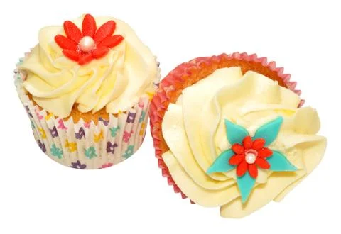 Two Vanilla Cupcakes Stock Photos