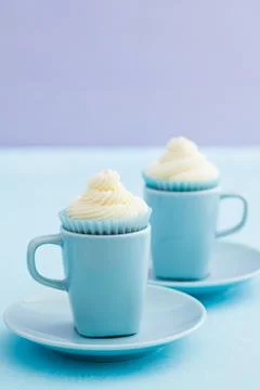 Two vanilla cupcakes Stock Photos