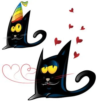 Two variant of black cat cartoon Stock-Illustration