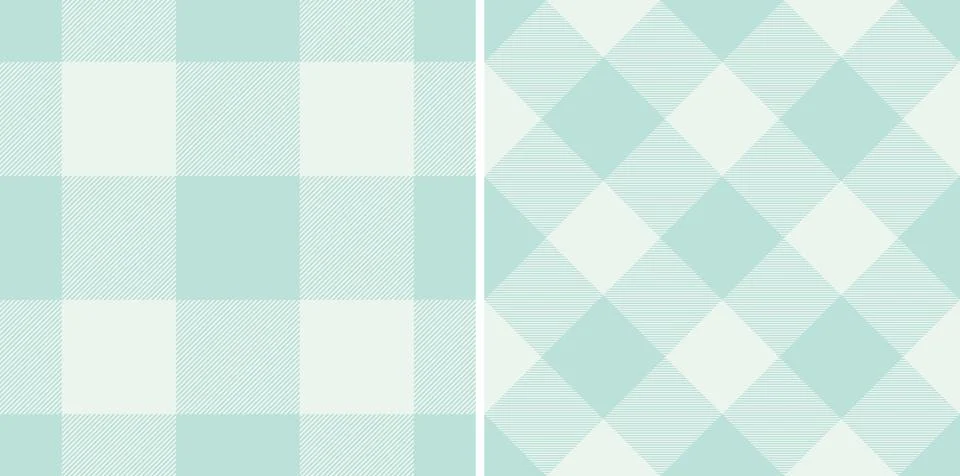 Two variations of a classic plaid design in soft, muted turquoise tones. Perf Stock Illustration