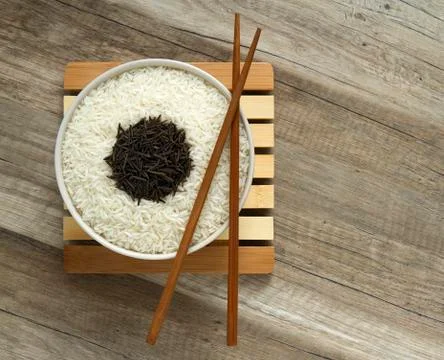Two varieties of dry rice Stock Photos