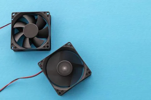 Two vector computer fans rotating and off, Stock Photos