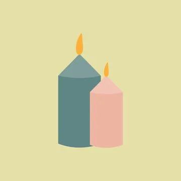 Two vector, flat, burning candles Stock Illustration