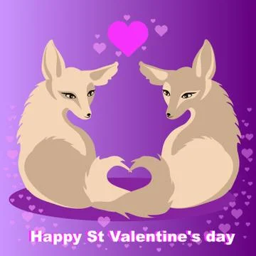Two vector foxes in love for St Valentines day Stock Illustration