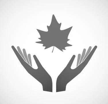 Two vector hands offering an autumn leaf tree Illustrazione stock