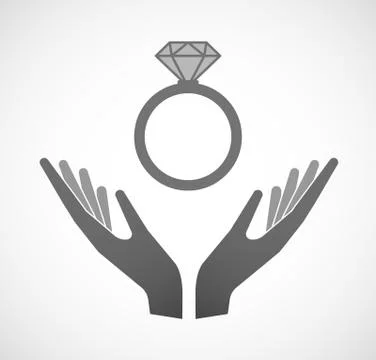 Two vector hands offering an engagement ring Stock Illustration