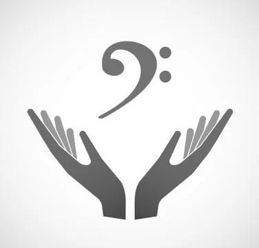 Two vector hands offering an F clef Stock Illustration