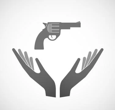 Two vector hands offering a gun Stock Illustration