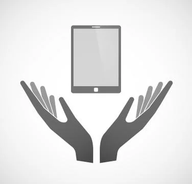 Two vector hands offering a tablet computer Stock Illustration