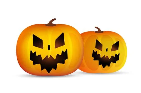 Two vector helloween pumpkins head isolated on white background Stock Illustration