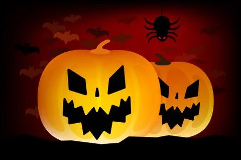 Two vector helloween pumpkins head isolated on white background Stock Illustration
