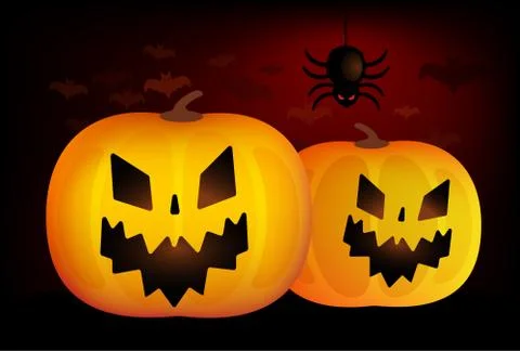 Two vector helloween pumpkins head isolated on white background Stock Illustration