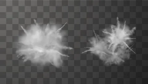 Two vector illustrations of a white explosion on a transparent background. Illustrazione stock