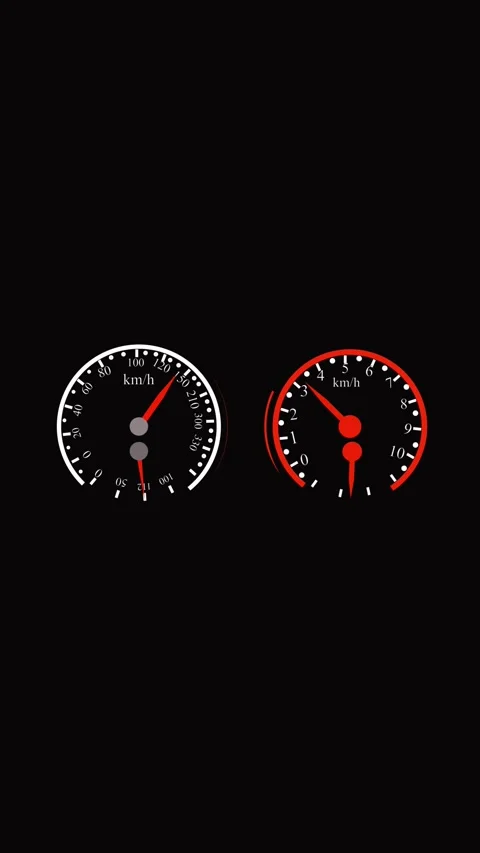 Two Vehicle Dashboard Gauges Speedometer and RPM Meter on Black RPM meter t.. Stock Footage 321725347