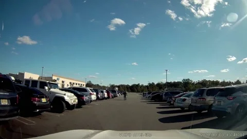 Two Vehicles Backing Out of Parking Spots Collide, New Jersey, USA - 03 Oct 2020 Stock Footage 205316711