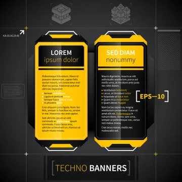 Two vertical banners in techno style. Useful for web design or advertising. Stock Illustration