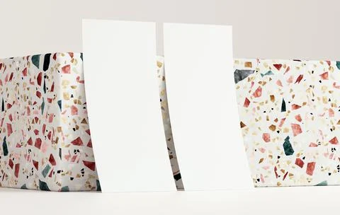 Two vertical flyer mockup blank paper for design presentation. White empty le Stock Photos